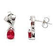 14K White Gold Ruby and Diamond Earrings