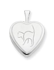 Sterling Silver 16mm Cat Heart Locket