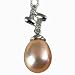 Natural Gold 10-11mm Art Deco Interlocked 14k Gold Diamond Cultured Pearl Pendant w. Gold Chain Necklace - by Dahlia Classic Jewelry Collection