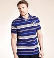 Blue Harbour Pure Cotton Variegated Striped Polo Shirt
