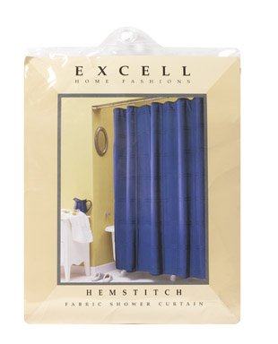 Buy EX-CELL HOME FASHIONS 040O0-2007-410 HEMSTITCH FABRIC SHOWER CURTAIN NAVY BLUE (Ex-cell Showers, Plumbing, Bathtubs Showers & Saunas, Showers, Modules & Installation Kits)