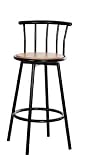 A Pair of Black Swivel Bar Stools with Wooden Seat, 29"h