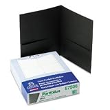 Oxford Leatherette Twin Pocket Portfolios, 8-1/2x11, Black, 25/Box ESS57506