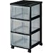 3 Drawer Chest-Black Plastic-Clear Drawers (Black) (26.5"H x 12.25"W x 14.5"D)