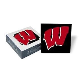 Set of 4 Ceramic Coasters (4x4) W Coaster Set Wisconsin Badgers Beverage Drinkware by NCAA