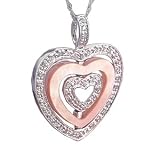14K Pink Mother of Pearl & Diamond Heart Pendant