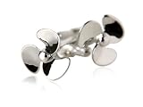 Unique Propeller Silver Cufflinks in Polished Chrome Finish for Boating Enthusiast with Presentation Box