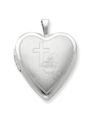 Genuine IceCarats Designer Jewelry Gift Sterling Silver 20Mm Baptism Heart Locket