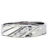 Mens .20CT Real Diamond Three Stone 14k White Gold Bright Polished Wedding Anniversary Ring Band Size 10 (resizable) color (G/H) clarity (I1)