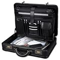 Alassio Attache Case Leather Multi-section Expandable by 20mm Black Ref 45039