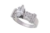 Sterling Silver Marquise Cut CZ Wedding Band Engagement Ring
