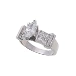 Sterling Silver Marquise Cut CZ Wedding Band Engagement Ring