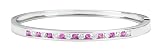 18k White Gold Pink Sapphire and Diamond Channel Set Bangle Bracelet