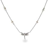 Sterling Silver Dragonfly Pendant with Pearl Chain