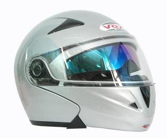 NEW DOT APPROVED VOX FLIP-UP Full Face Modular Motorcycle SNOWMOBILE Bike Helmet - SILVER - Medium