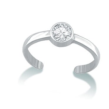 Cubic Zirconia Toe Ring - 14K White Gold