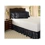 Queen Black Satin Ruffled Bed Skirt, 14" Drop