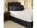 Queen Black Satin Ruffled Bed Skirt, 14" Drop