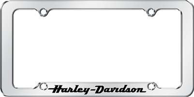 Chroma DecalsLicense Plate FrameHarley-Davidson Script - Chrome w/Black Letters | 1 Frame