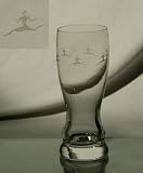 Grehom Crystal Pilsner Glass-Tribal, Hand Etched, Mouth Blown, 24% Lead Crystal Drinkware, Sold as single unit