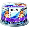 50  pack philips dvd-r 16x speed blank discs