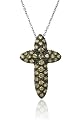 Sterling Silver Yellow Cubic Zirconia Cross Pendant, 18"