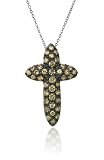 Sterling Silver Yellow Cubic Zirconia Cross Pendant, 18
