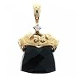 New Black Special Cut Shape Onyx Diamond Yellow Gold 10K Pendant