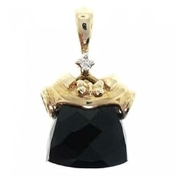 Black Onyx and Diamond Gold Shirt on Hanger Dangle Pendant