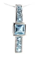Exclusive 925 Sterling Silver Design, Talia's 5.8 Carat Sky Blue Topaz Pendant Necklace, 16 Inch Chain, Designed By Beautiful Silver Jewelry