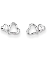 MadiK® 14K White Gold Polished Double Heart Love Knot Post Stud Earrings
