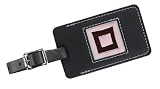 Pink Modern Squares Leather Luggage Tag