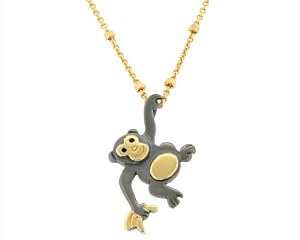 Missoma 18ct Gold Vermeil Black Rhodium Monkey Necklace of 44.5cm