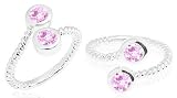 Round Cut Pink Cz Toe/Pinky Ring Sterling Silver