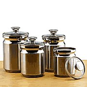 TramontinaGourmetCollection4PieceStainlessSteelCanisterSetwithGlassLid
