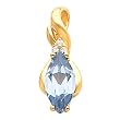 14K Yellow Gold Sky Blue Topaz and Diamond Pendant