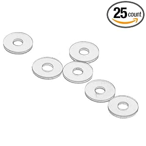 Nylon 6/6 Flat Washer, #2, 0.09" ID, 0.250" OD, 0.020" Thick (Pack of 25)