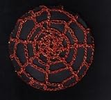 Red Metallic Spider Web Crocheted Hair Bun Cover- LARGE