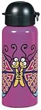 Eco Friendly Laken 0.45L Dark Pink Butterfly Aluminum Water Bottle with Sport Cap-Made in Spain