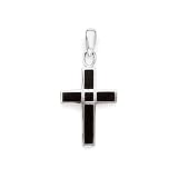 Onyx Cross Pendant Set in Fine 925 Silver