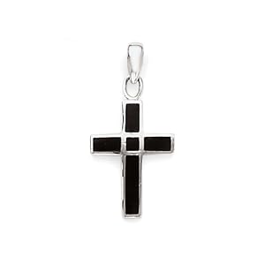 Onyx Cross Pendant Set in Fine 925 Silver by