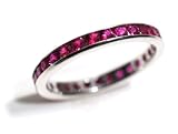 Ruby Channel Set Full Circle Stacking Ring or Anniversary Ring, 18k White Gold, Ring Size 7.25 CTW 1.30