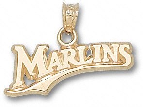 Florida Marlins 10K Gold ''MARLINS'' 3/8'' Pendant