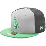 Dodgers New Era MLB 59fifty Tri-Pop Cap - Men's ( sz. 7 3/4, Grey/Island Green : Dodgers )