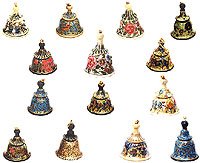 Christmas Decor Paper Mache Ornaments Hanging Bells Size: 1.7 inches x 1.8 inches