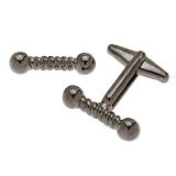 Handlebar Cufflinks Topped on Either End with Solid Metal Balls in Shiny Brown