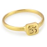 Satya Jewelry Gold Vermeil Etched Om Ring, Siz