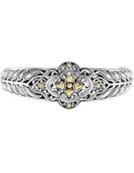 Sterling Silver Cuff Bracelet with 18KT Yellow Accents Bracelet Brc703