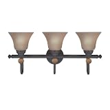 Westinghouse 64089 Symphony Hall Three-Light Upward Wall Sconce, Distressed Black with Speckled Bronze Globes