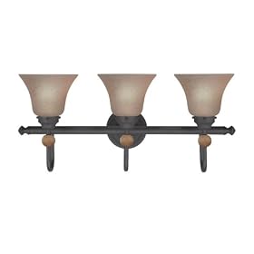 Westinghouse 64089 Symphony Hall Three-Light Upward Wall Sconce, Distressed Black with Speckled Bronze Globes
